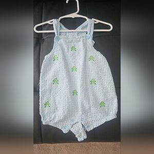 Playful Frog Embroidered Diaper Cover in Blue